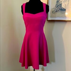 LIKELY | Fuchsia Sweetheart Neckline Keyhole Back Dress Barbiecore US6